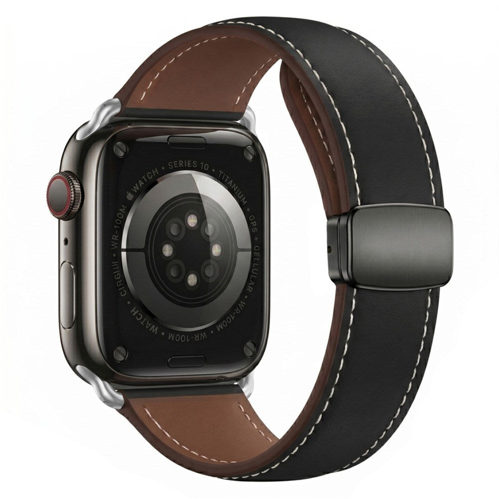 Lippa Apple Watch (38/40/41/42 mm) Magnetisk Kunstlæder  Urrem - Sort