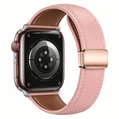 Lippa Apple Watch (42/44/45/46/49 mm) Magnetisk Kunstlæder Urrem - Lyserød