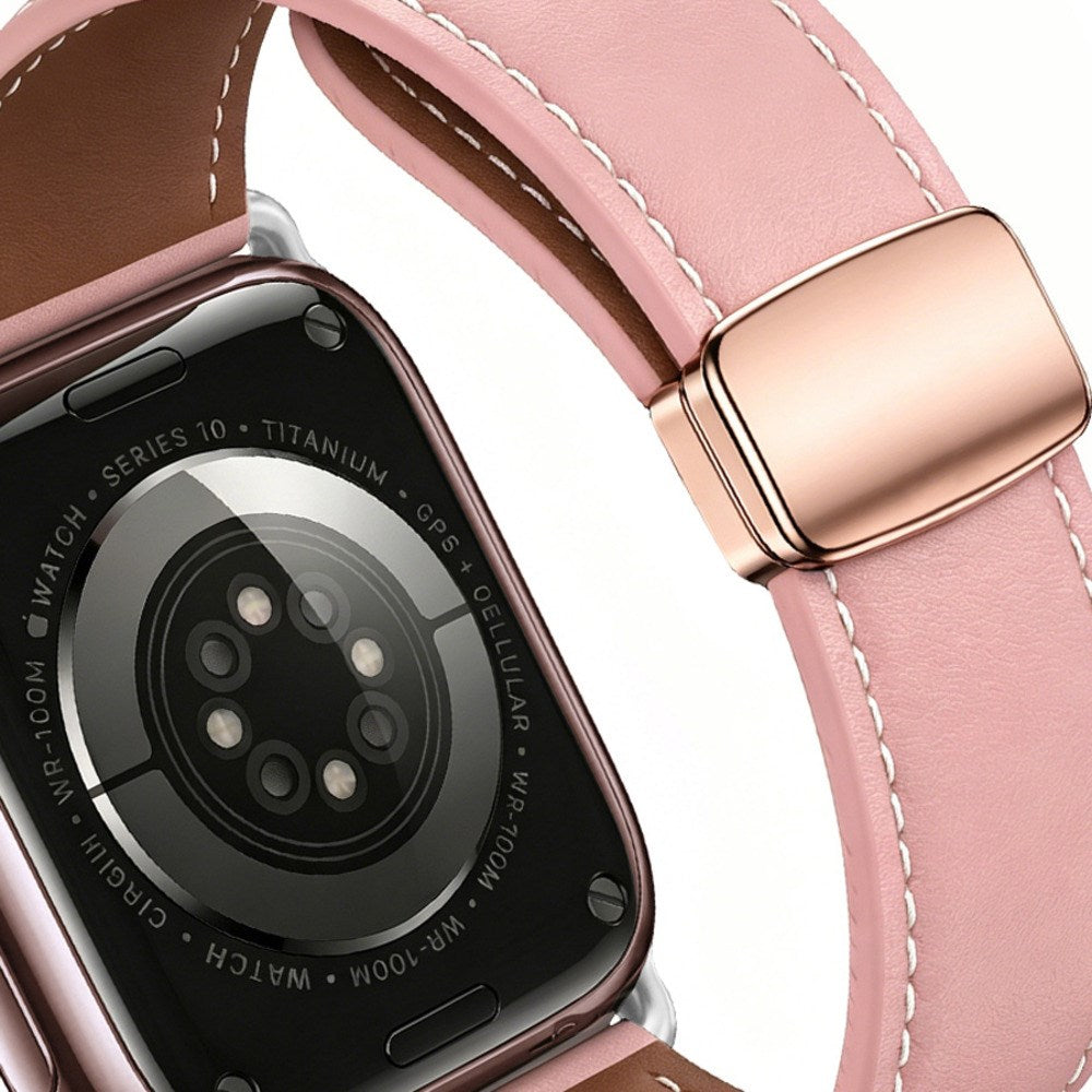 Lippa Apple Watch (42/44/45/46/49 mm) Magnetisk Kunstlæder Urrem - Lyserød