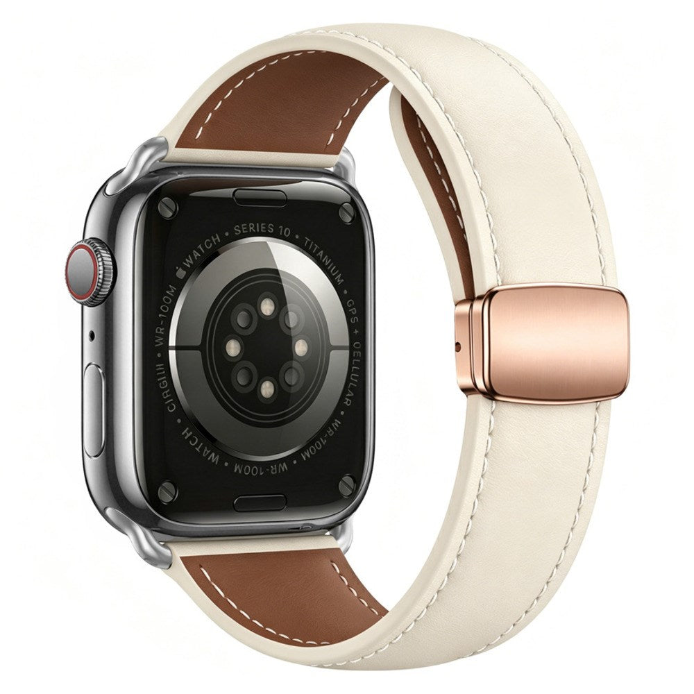 Lippa Apple Watch (42/44/45/46/49 mm) Magnetisk Kunstlæder Urrem - Beige