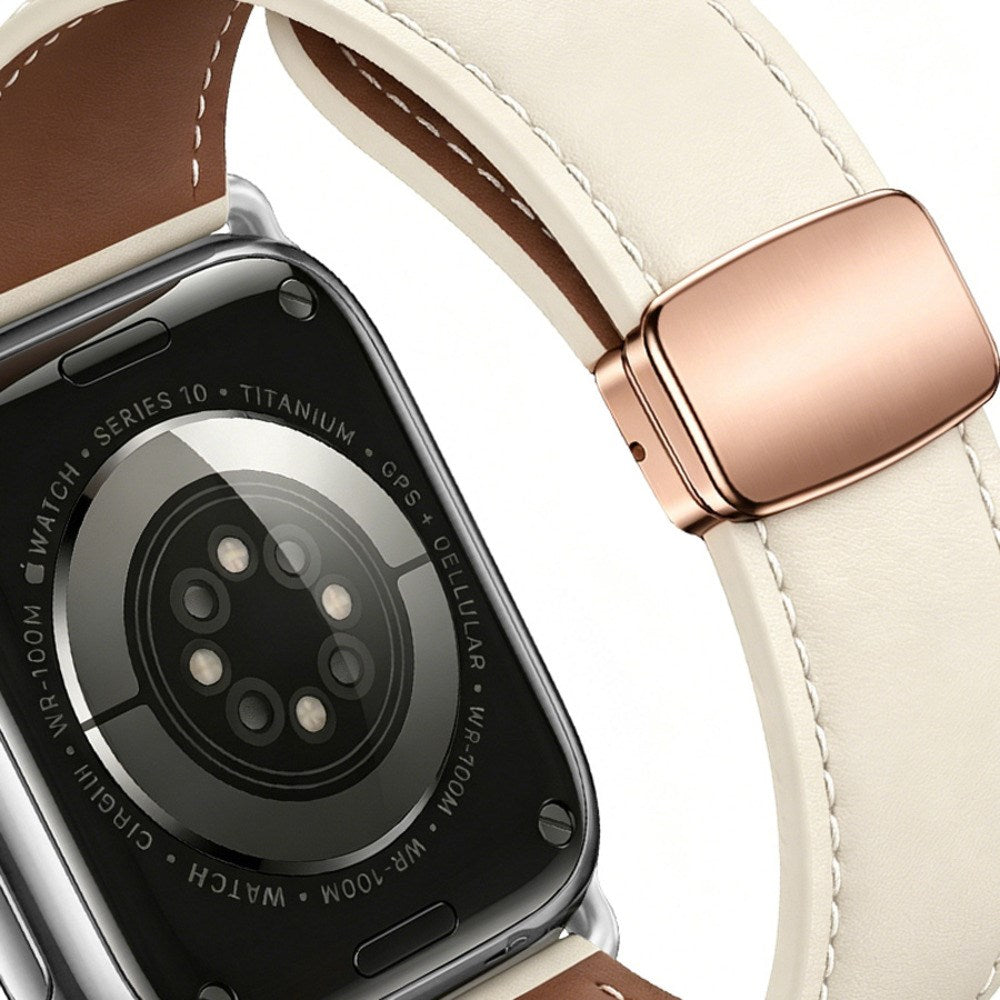 Lippa Apple Watch (42/44/45/46/49 mm) Magnetisk Kunstlæder Urrem - Beige