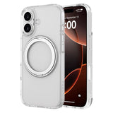 Lippa iPhone 17 Hybrid Cover m. Roterende Kickstand - MagSafe Kompatibel - Gennemsigtig / Sølv