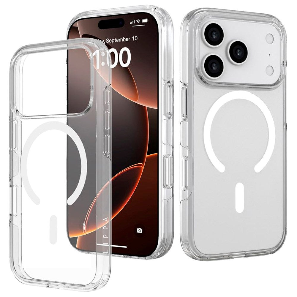 Lippa iPhone 17 Pro Hybrid Bagside Cover - MagSafe Kompatibel - Gennemsigtig / Hvid