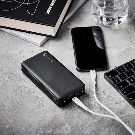 Lippa 10,5W m. USB-A Powerbank 20 000 mAh - Svart