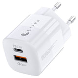 Lippa GaN Vegglader 33W m. USB-C PD &amp; USB-A QC - Hvit
