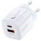 Lippa GaN Vegglader 33W m. USB-C PD &amp; USB-A QC - Hvit