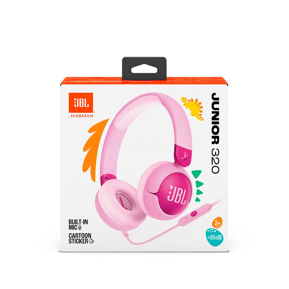 JBL Junior 320 Maks. 85 dB barnehodesett m. Ledning - On-Ear Hodetelefoner - Rosa