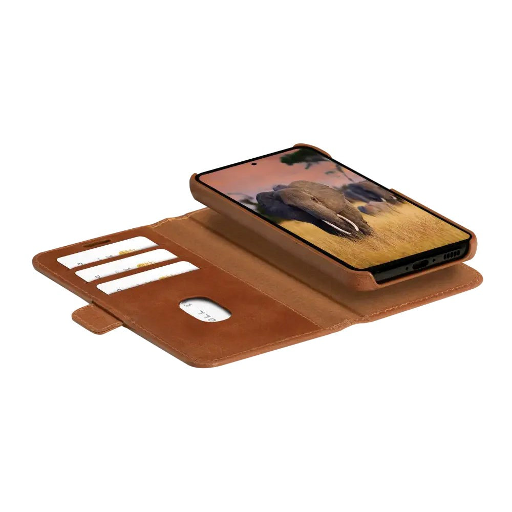 Samsung Galaxy S24 dbramante1928 Heather ekte skinn magnet flip-deksel - brun