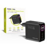 Mobile Origin PW21 Display Vægoplader GaN 140W med 2x USB-C + 1x USB-A - Sort