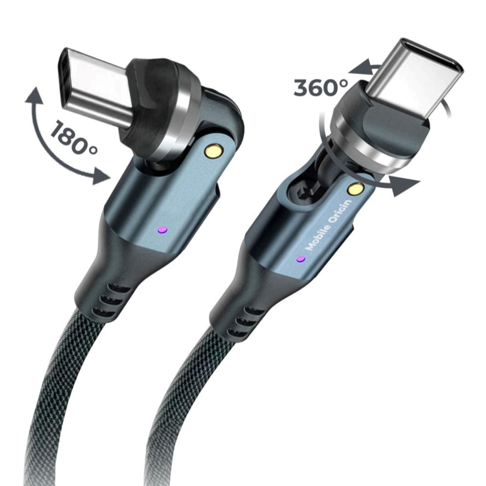 Mobile Origin USB-C til USB-C Kabel - 240W - 540° Roterbar- 1m - Grå