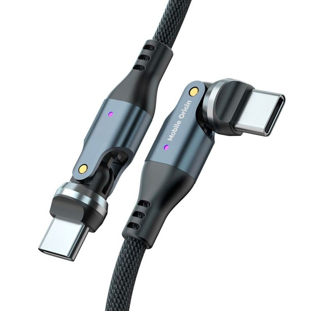 Mobile Origin USB-C til USB-C Kabel - 240W - 540° Roterbar- 1m - Grå