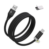 Mobile Origin Magnetisk USB-C til USB-A Kabel 27W m. 2x Selvklæbende Magnetiske Puder - 1,5m - Sort