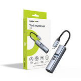 Mobile Origin 7-i-1 USB-C Hub m. 1 x USB-A 3 x USB-C 1 x HDMI 1 x TF / SD Kort - Grå