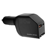 Mobile Origin 4-i-1 Biloplader 90W med USB-C + USB-A og 2x Indbygget USB-C Kabel - Sort