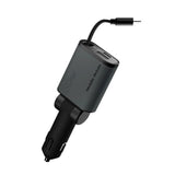 Mobile Origin 3-i-1 Biloplader 50W med USB-C + USB-A og Indbygget USB-C kabel - Grå