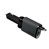 Mobile Origin 3-i-1 Biloplader 50W med USB-C + USB-A og Indbygget USB-C kabel - Grå