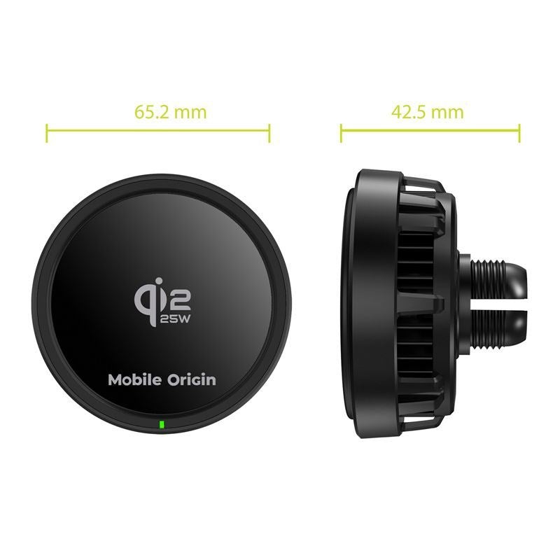 Mobile Origin Trådløs Biloplader 25W til Ventilationsanlæg - MagSafe Kompatibel - Sort