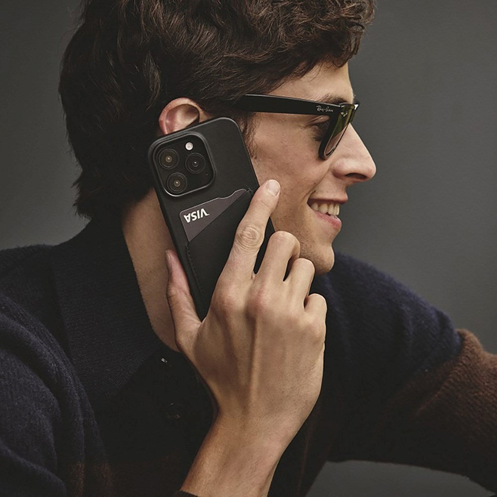 Mujjo iPhone 16 Pro Lærlommebokdeksel - MagSafe-kompatibel - Blå