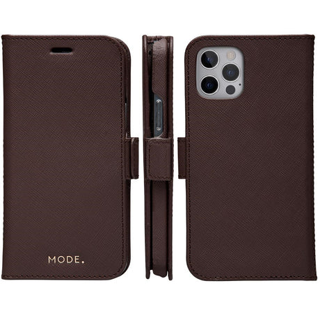 Dbramante1928 iPhone 12/12 Pro New York 2-i-1 flippdeksel i skinn - brun