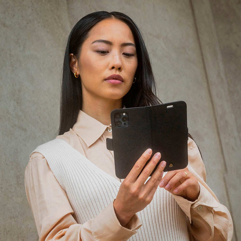 iPhone 13 Pro dbramante1928 New York Magnetisk Ægte Læder Flip Cover m. Pung - Ultra-marine Blue