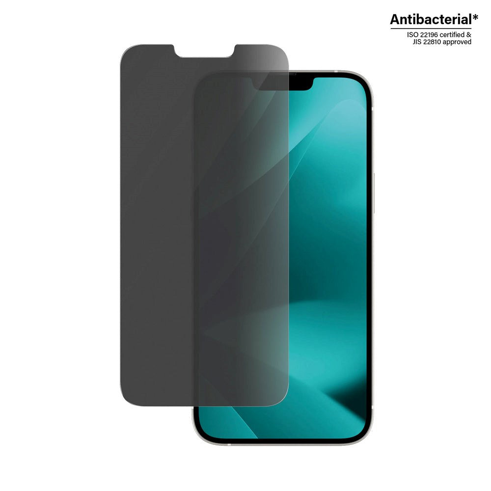 iPhone 14 Plus / 13 Pro Max PanzerGlass AntiBacterial Classic Fit Skærmbeskyttelsesglas - Privacy Filter - Platinum Level - Gennemsigtig