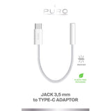 Puro Slitesterk USB-C til 3,5 mm-adapter med flettet design - 15 cm - Hvit