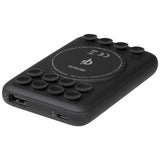 DELTACO 10W PowerBank m. Sugekopper 5000 mAh - 1 x USB-A / 1 x Qi trådløs lader - Svart