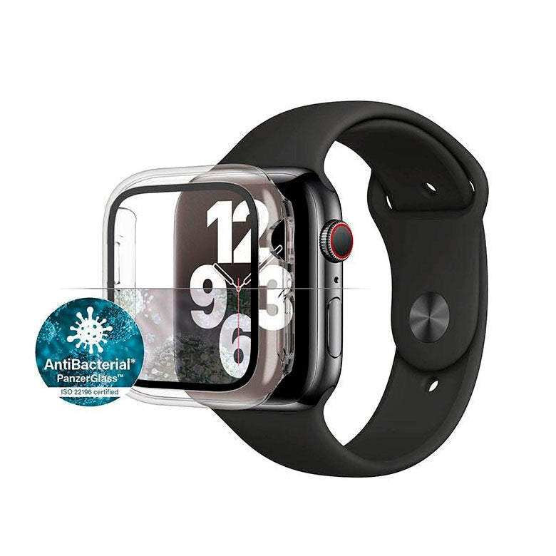 PanzerGlass Apple Watch 4/5/6/SE (44 mm) beskyttelsesdeksel for hele kroppen - gjennomsiktig m. Svart ramme