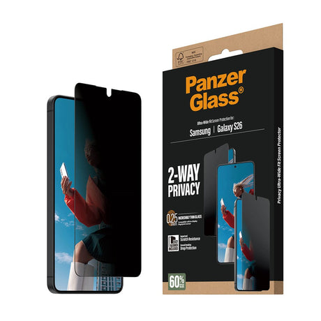 Samsung Galaxy S26 PanzerGlass 2-Way Privacy Skærmbeskyttelsesglas - inkl. EasyAligner - Gennemsigtig