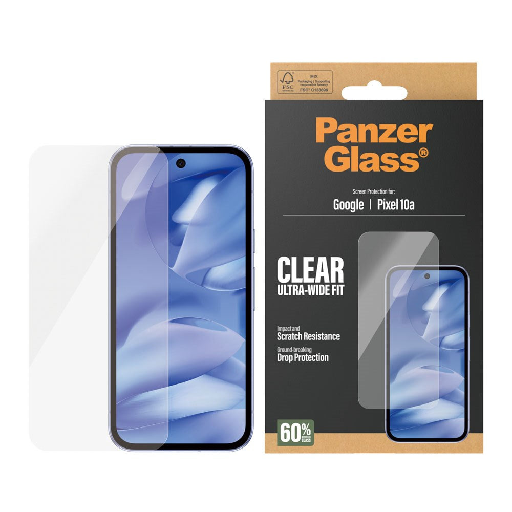 Google Pixel 10a PanzerGlass Hærdet Beskyttelsesglas - Ultra Wide Fit - Gennemsigtig