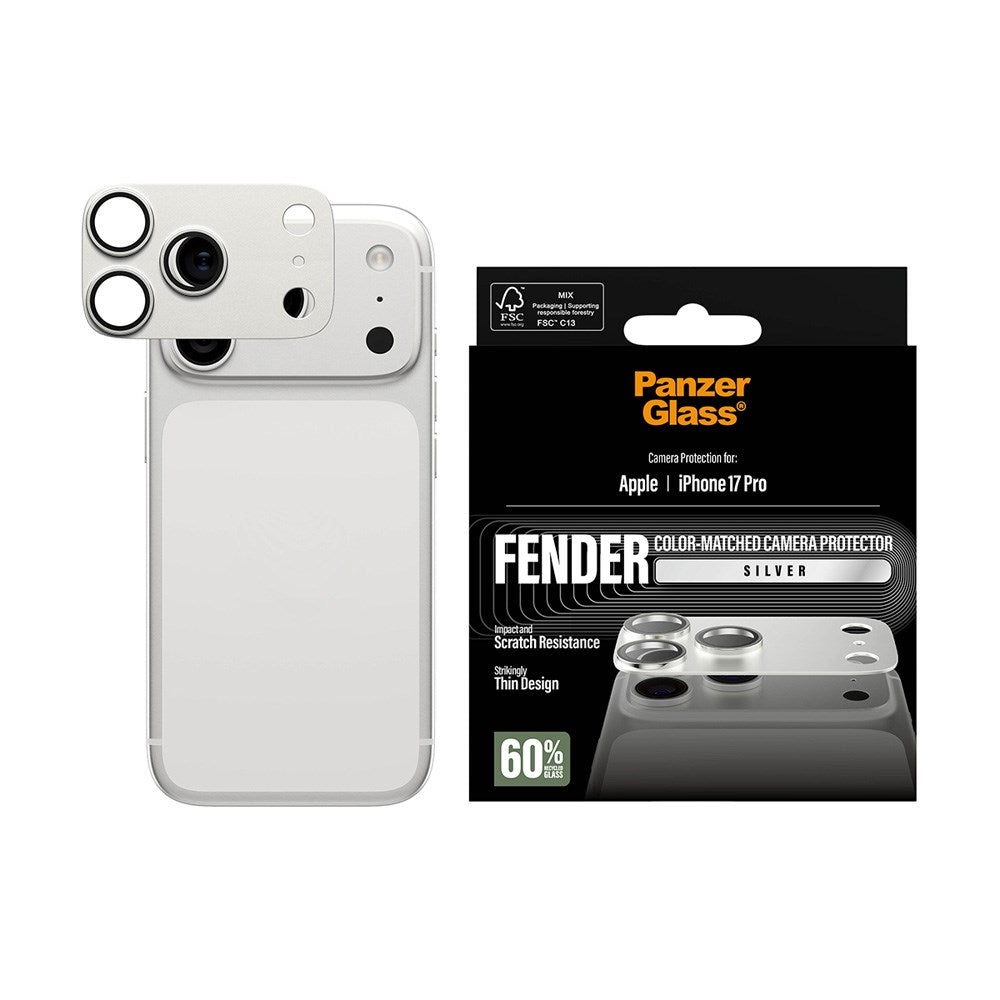 iPhone 17 Pro PanzerGlass FENDER Kameralinse Beskyttelsesglas - Silver