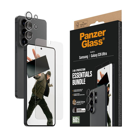 Samsung Galaxy S26 Ultra PanzerGlass Hoops 2-in-1 Bundle m. 1 x EasyAligner 1 x Skærmbeskyttelse (UWF) 1 x Hoops Kameralinsebeskyttelse - Gennemsigtig