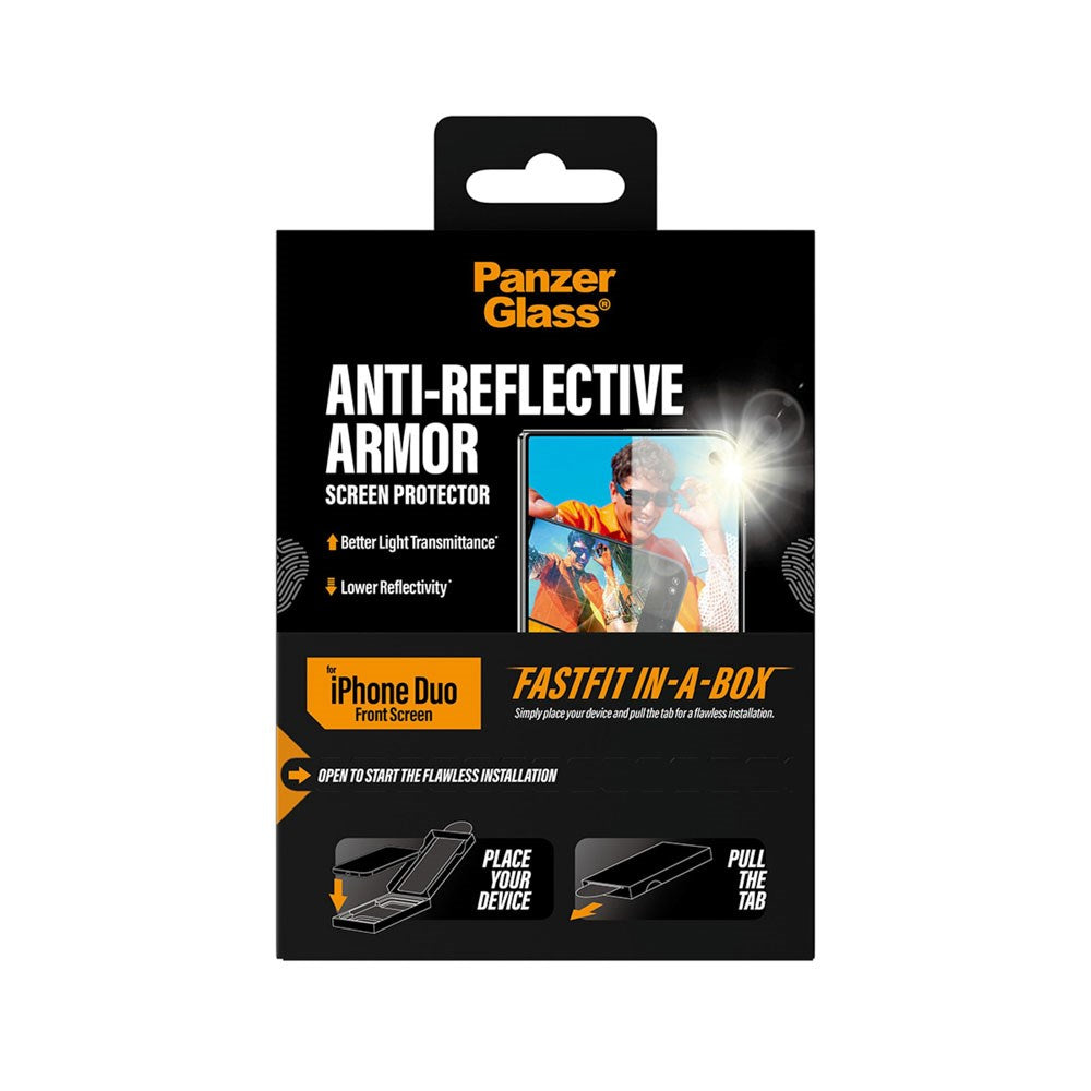 iPhone Duo PanzerGlass Hærdet Beskyttelsesglas m. FastFit In-A-Box - Anti-Reflekterende - Gennemsigtig