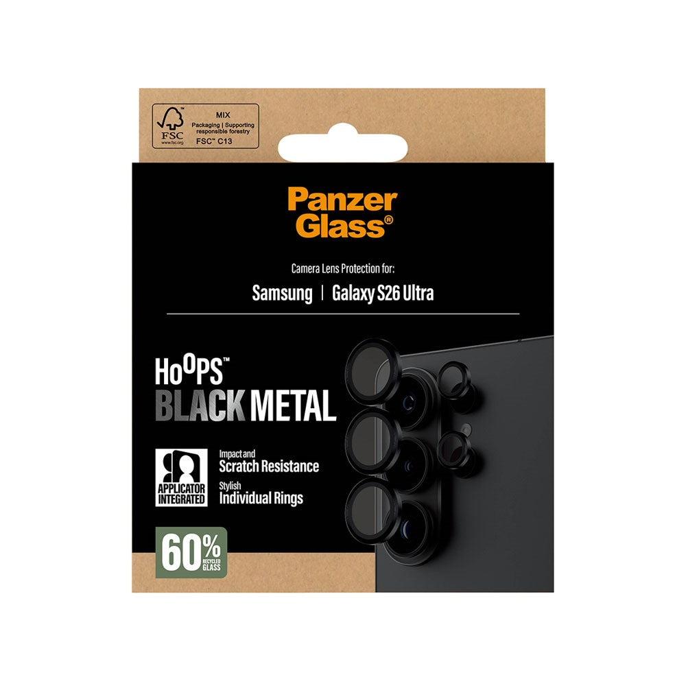 Samsung Galaxy S26 Ultra PanzerGlass Hoops - Beskyttelse til Kamera - Gennemsigtig / Sort