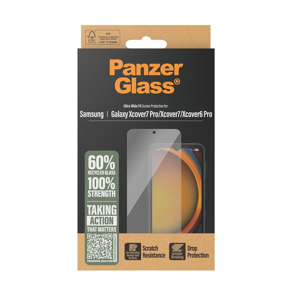 PanzerGlass® Skærmbeskytter til Samsung Galaxy Xcover 7 / 7 Pro - Ultra-Wide Beskyttelse - Inkl. EasyAligner - Gennemsigtig