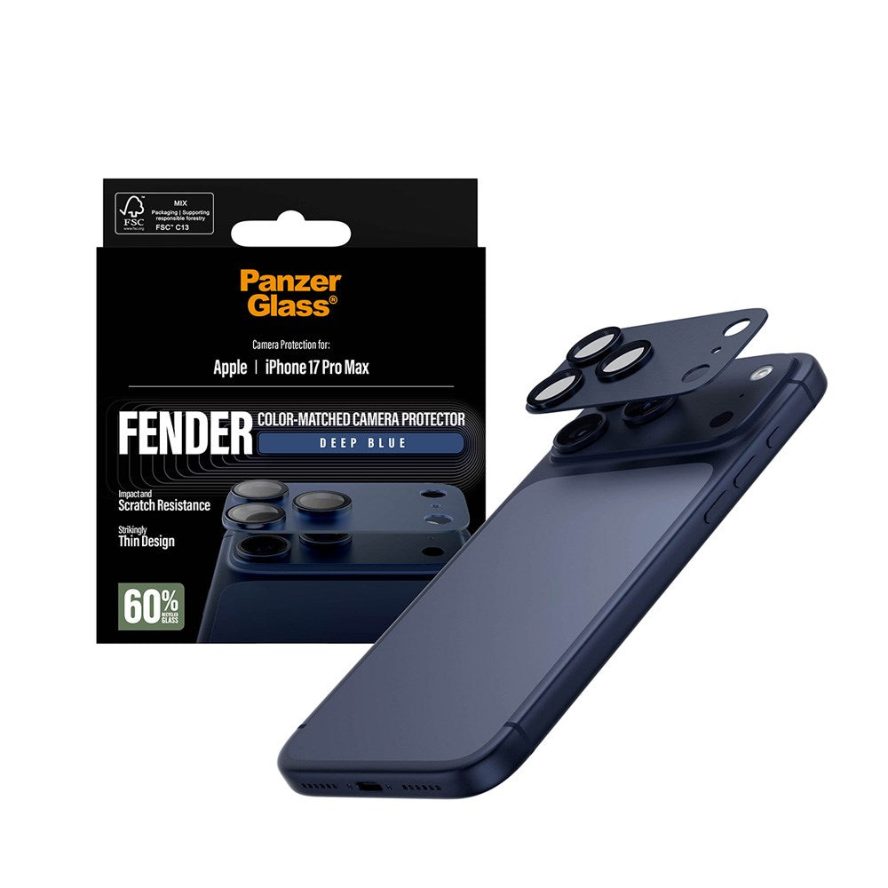 iPhone 17 Pro Max PanzerGlass FENDER Kameralinse Beskyttelsesglas - Deep Blue