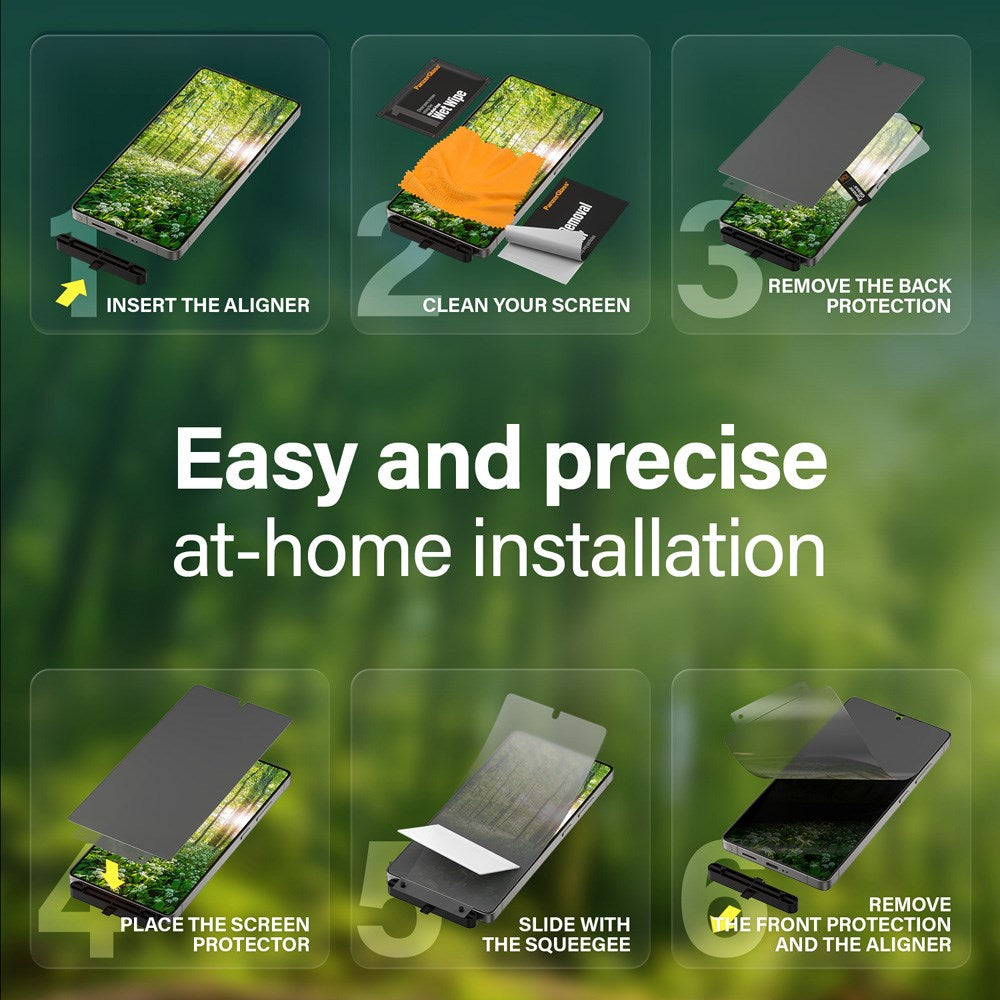 PanzerGlass Samsung Galaxy S25 Ultra Eco Matrix 4-veis Privacy skjermbeskytter Ultra Wide Fit m. Aligner Kit - Platinum Strength - Gjennomsiktig