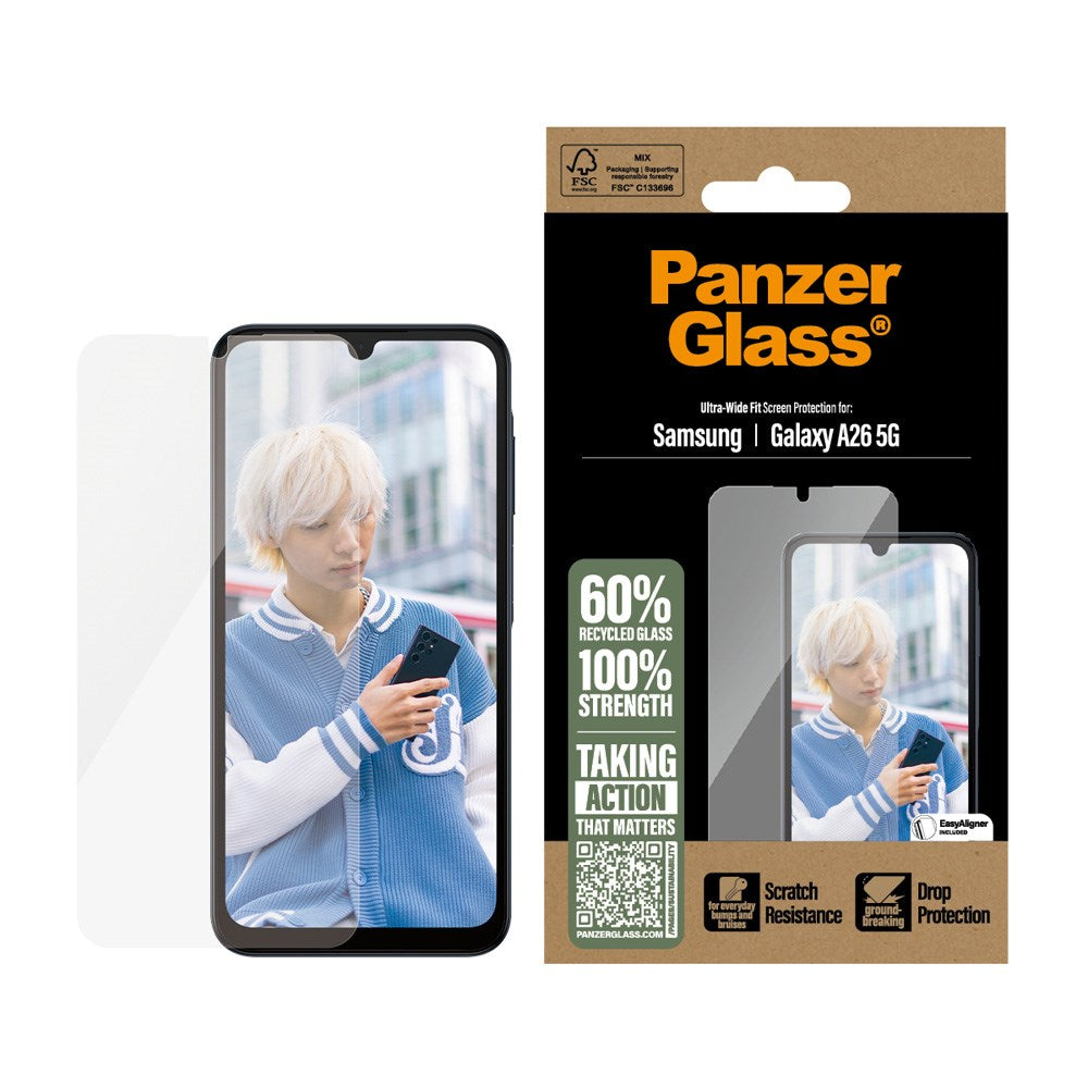 Samsung Galaxy A26 (5G) PanzerGlass Ultra Wide Fit Beskyttende glass m. EasyAligner - Gjennomsiktig