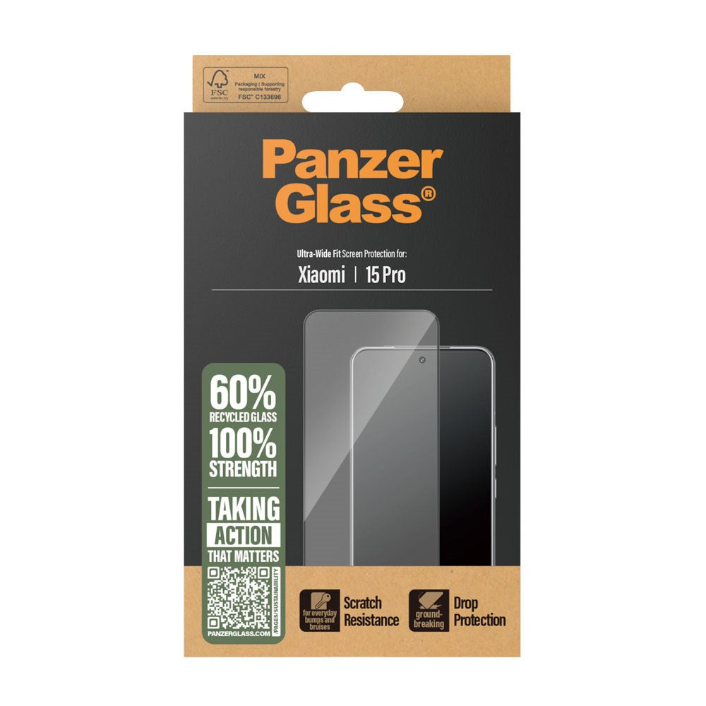 PanzerGlass® Skærmbeskytter til Xiaomi 15 Pro - Ultra-Wide Beskyttelse - Inkl. EasyAligner - Gennemsigtig