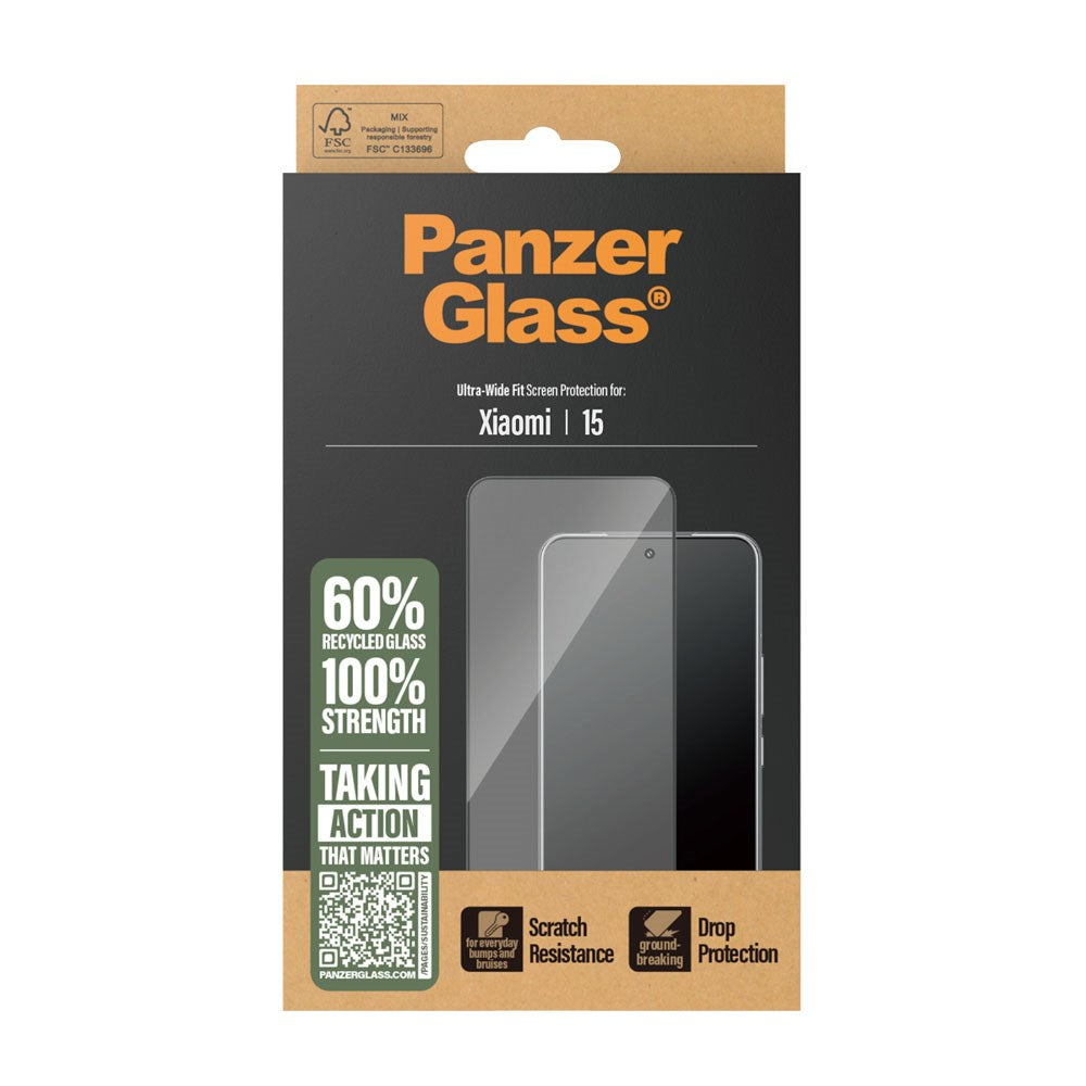 PanzerGlass® skjermbeskytter for Xiaomi 15 - Ultra-vid beskyttelse - Inkl. EasyAligner - Gjennomsiktig
