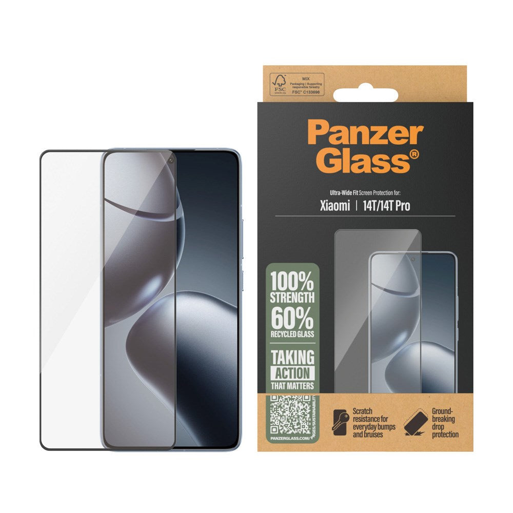 Xiaomi 14T / 14T Pro PanzerGlass Ultra Wide Fit Beskyttelsesglas m. EasyAligner - Gennemsigtig