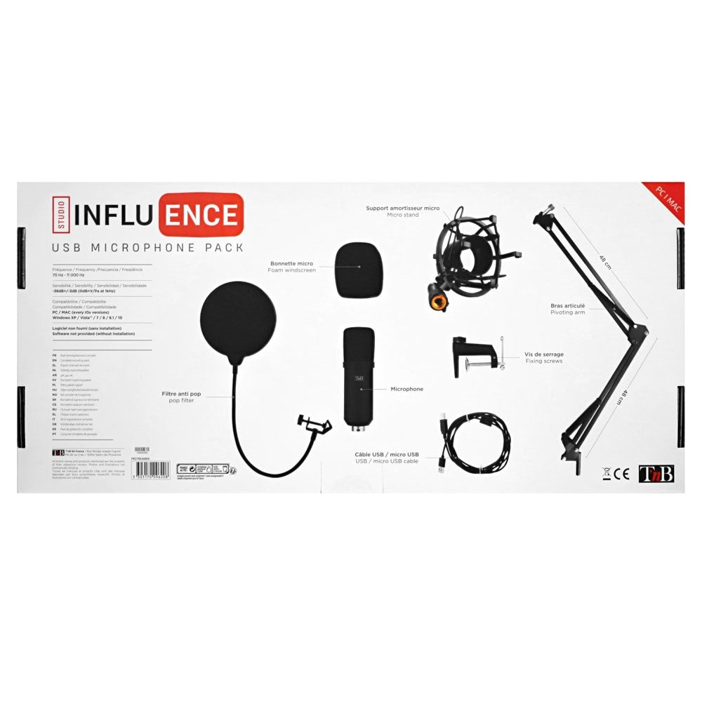 T'NB komplett mikrofonsett m. Stativ - Svart