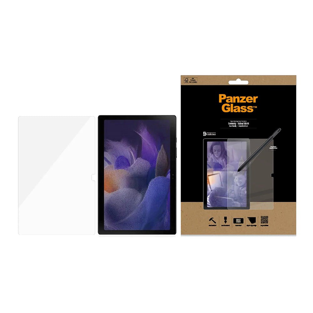 Samsung Galaxy Tab A8 10,5" PanzerGlass Kant-til-kant-skjermbeskytter i herdet glass Antibakteriell - Veskevennlig - Gjennomsiktig