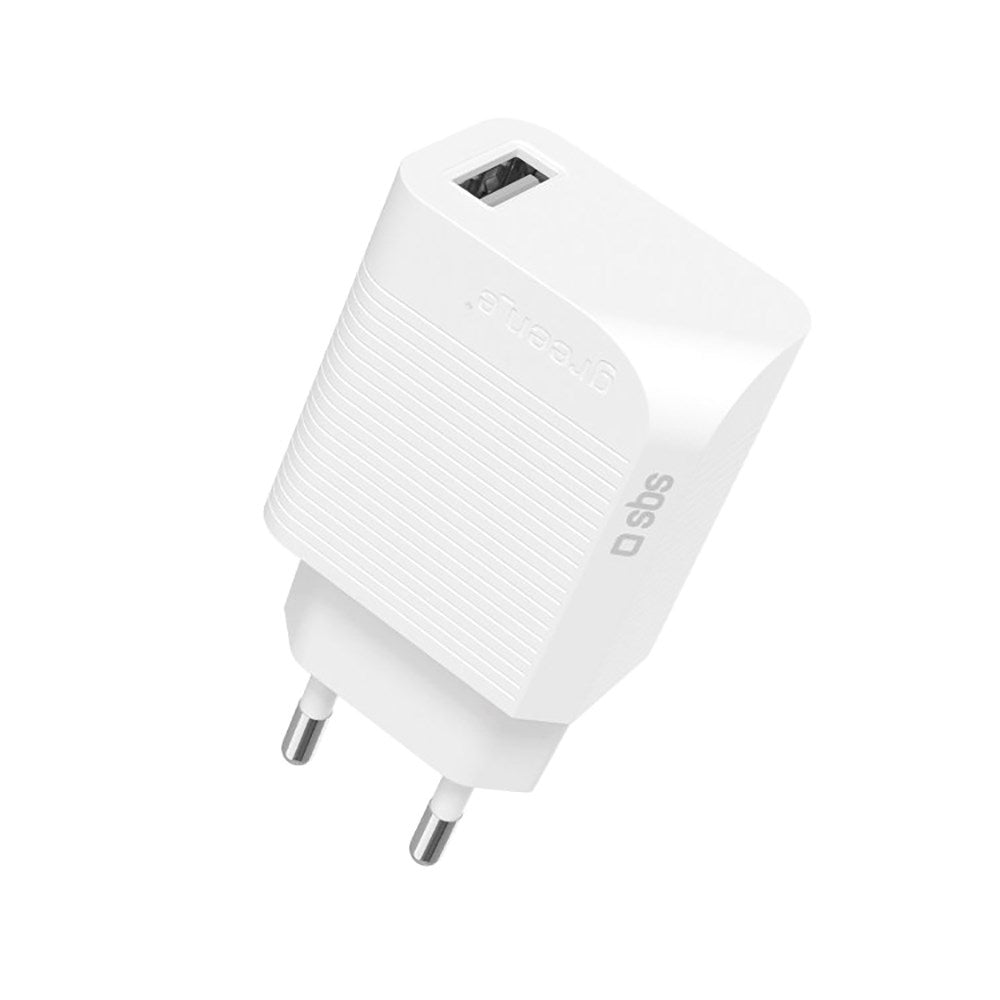 SBS x GREEN_E Vegglader 18W USB-A m. Gjenvinningssett - Hvit