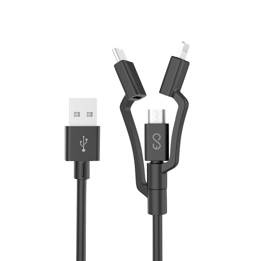 Epico 3in1 multikabel - USB-C / Lightning / Micro USB - Svart