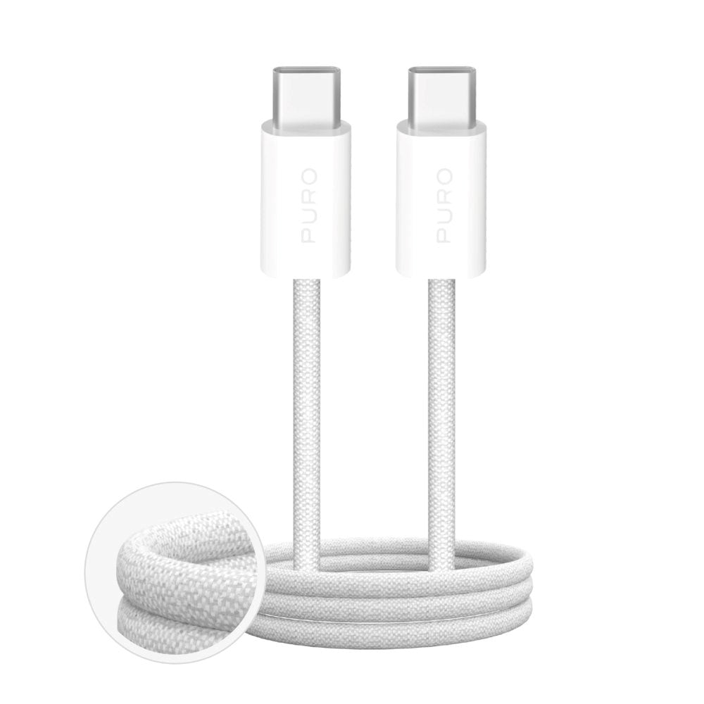 Puro Fabrik Kabel - USB-C til USB-C - 240W - 10Gbps - 1m - Hvid