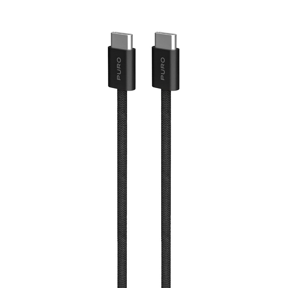 Flettet Puro USB-C-kabel - 1,5 m, 60 W strømforsyning, 480 Mbps - svart