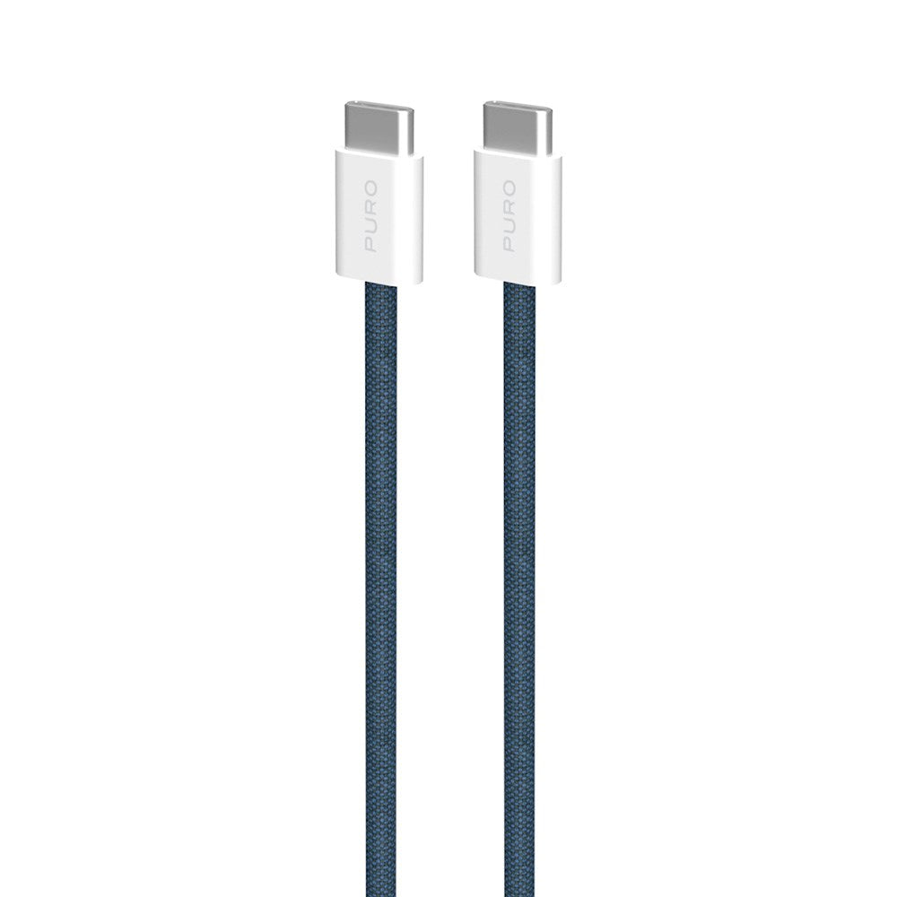 Flettet Puro USB-C-kabel - 1,5 m, 60 W strømforsyning, 480 Mbps - mørkeblå