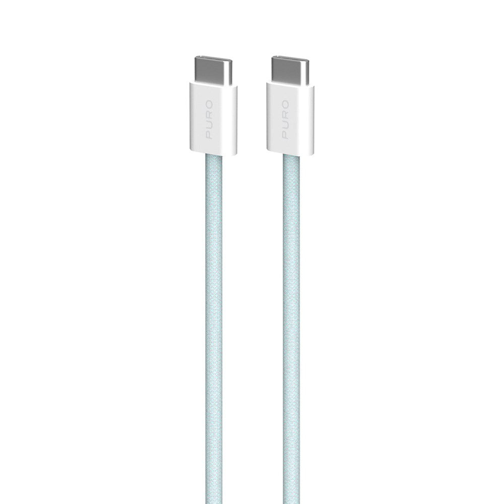 Flettet Puro USB-C-kabel - 1,5 m, 60 W strømforsyning, 480 Mbps - lyseblå