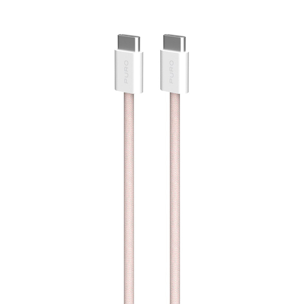 Flettet Puro USB-C Kabel – 1.5m, 60W Power Delivery, 480Mbps - Lyserød